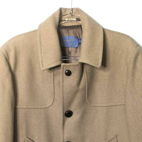 Pendleton Men’s Wool Car Coat 44 Tan Mid Length Button Front Jacket VTG 90s USA - Picture 4 of 13